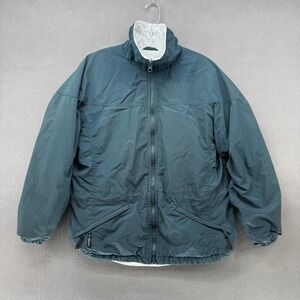 Columbia Jacket Womens Small Teal Green Fleece Lined Full Zip Nylon Mock Neck